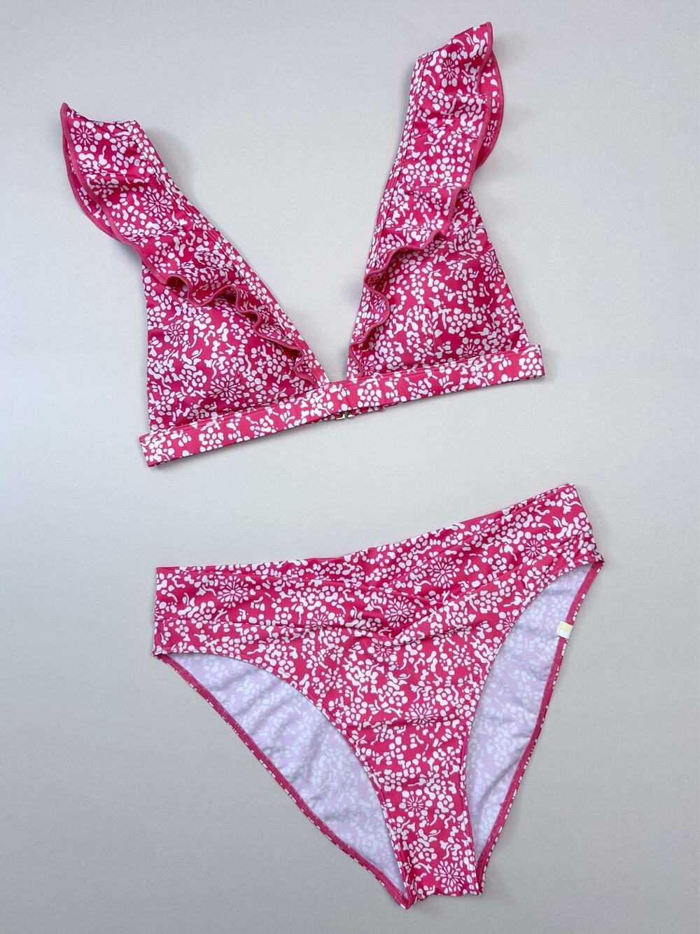 Summersalt Coral Ruffle Plunge Padded Bikini High-Rise Two-Piece Set SIZE 6/8